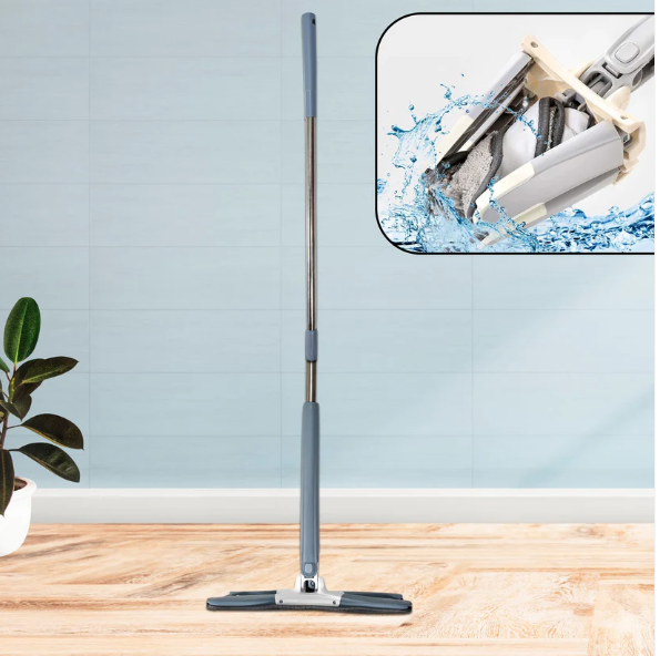 4874 X Shape Mop or Floor Cleaning Hands-Free Squeeze Microfiber Flat Mop System 360° Flexible Head,