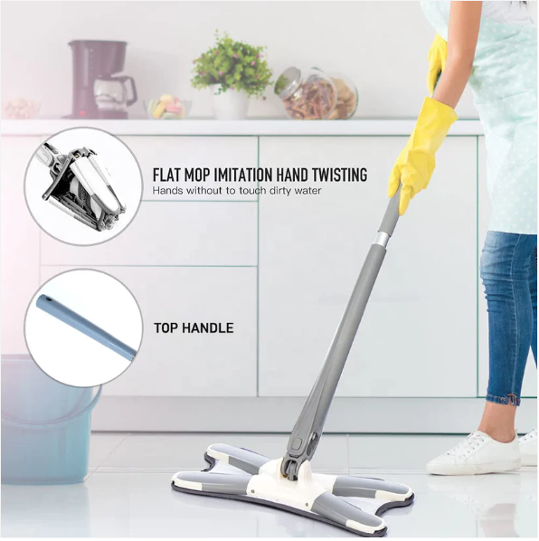 X Shape Mop or Floor Cleaning Hands-Free Microfiber Flat Mop - Image 3