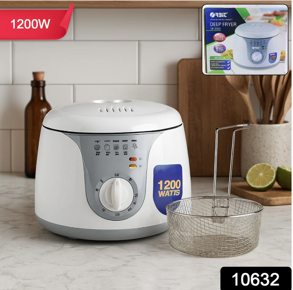 Orbit 1200W Electric Deep Fryer with Adjustable Temperature Control and Detachable Basket